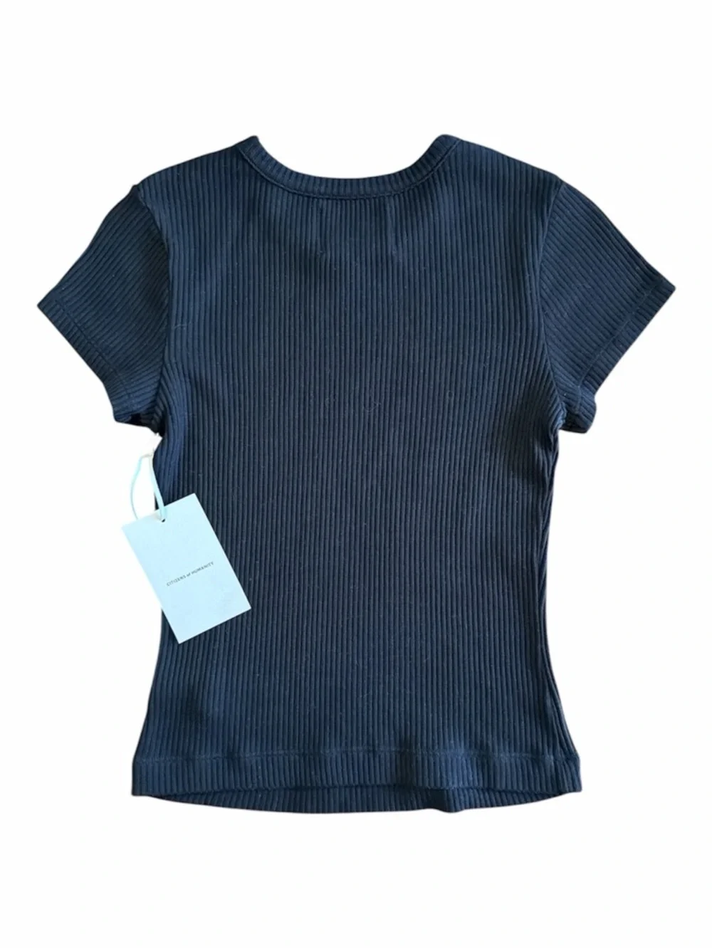 Citizens Of Humanity Black Ribbed Short-Sleeve Tee - Picture 6 of 10